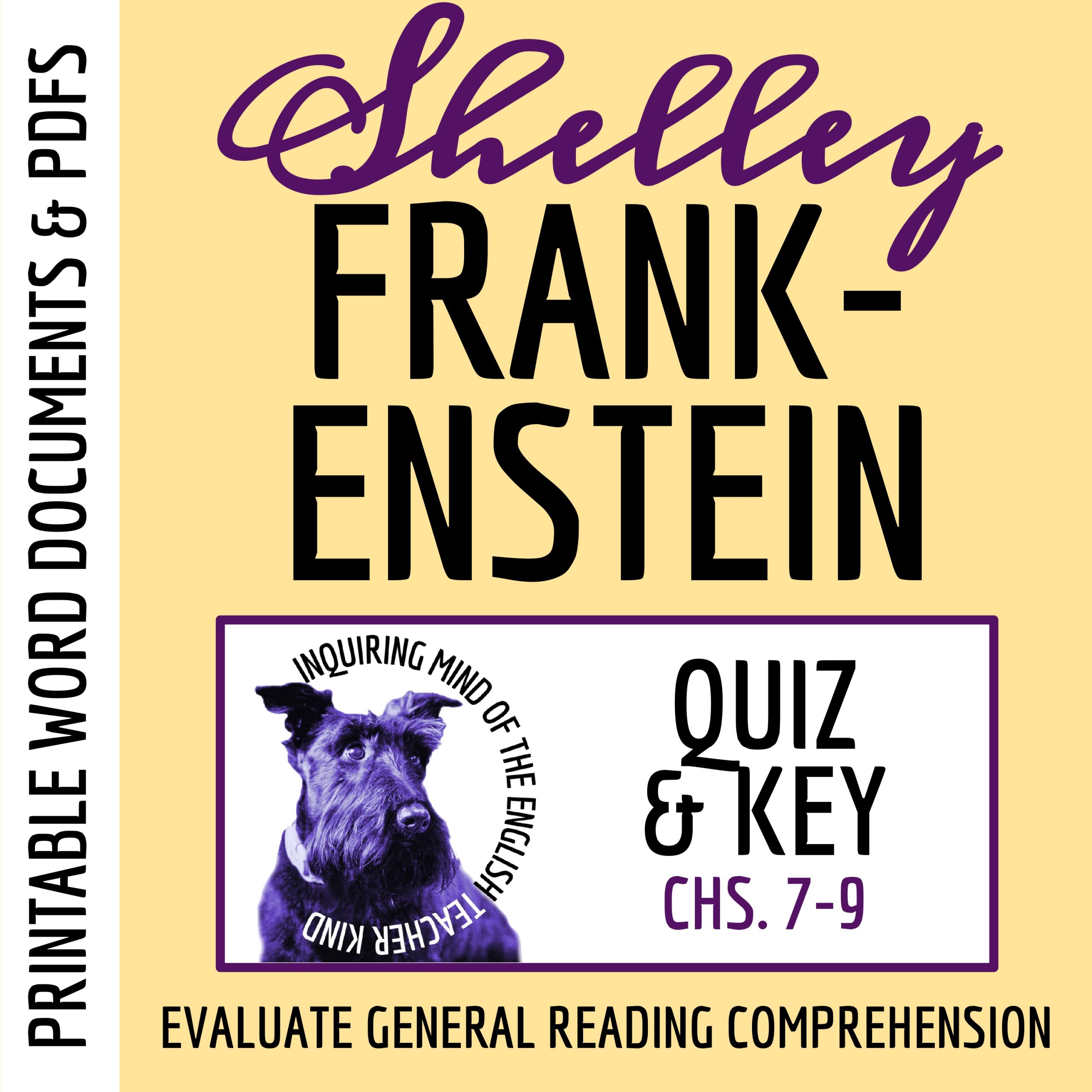 Frankenstein Chapters 7, 8, and 9 Quiz and Answer Key | Guided Reading Worksheet