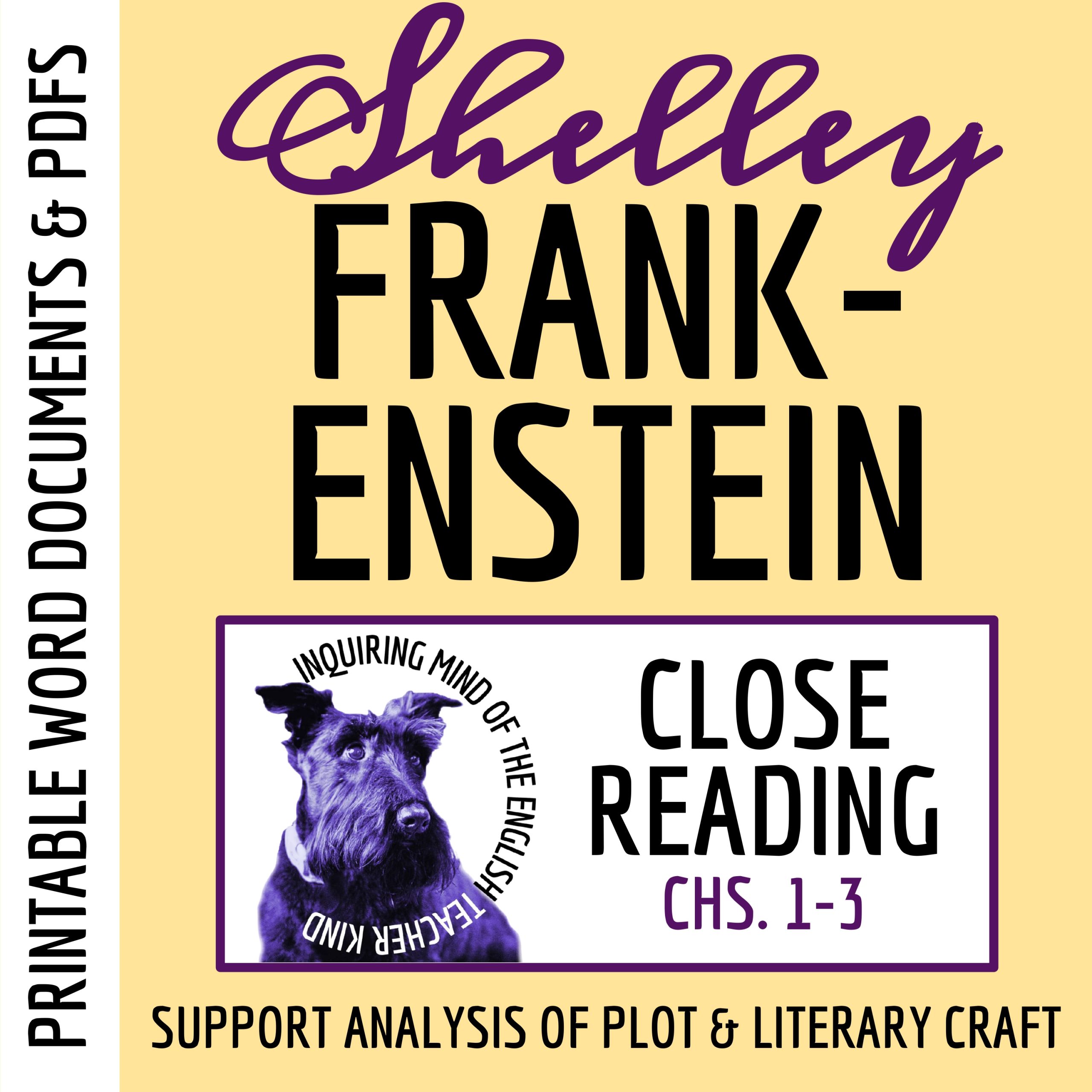 Frankenstein Chapters 1, 2, and 3 Close Reading Analysis Worksheet