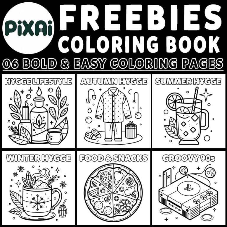 [Freebies N°1] Hygge, Groovy 90s, Food, Drinks & Snacks Coloring Pages ...