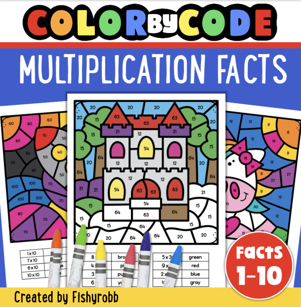 Multiplication Facts 1-10 Color by Code Mystery Picture Worksheets ...