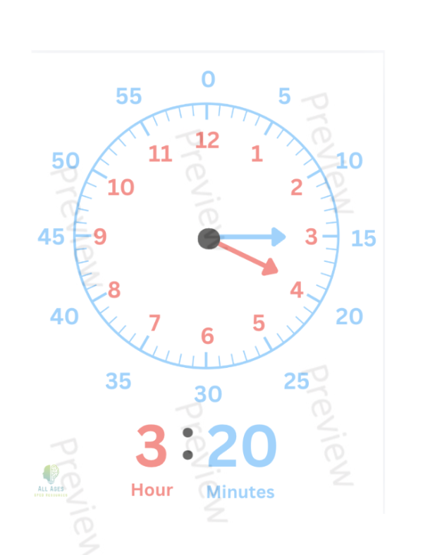 Telling Time Example Colorful Telling Time Toolkit | Color-Coded Clock Guide & Resources for Older ...