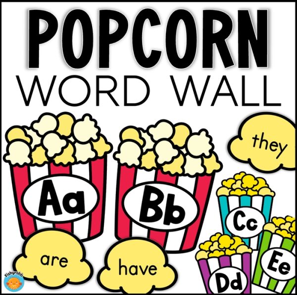 Popcorn Word Wall with Sight Words EDITABLE Kinder 1st 2nd | Made By ...