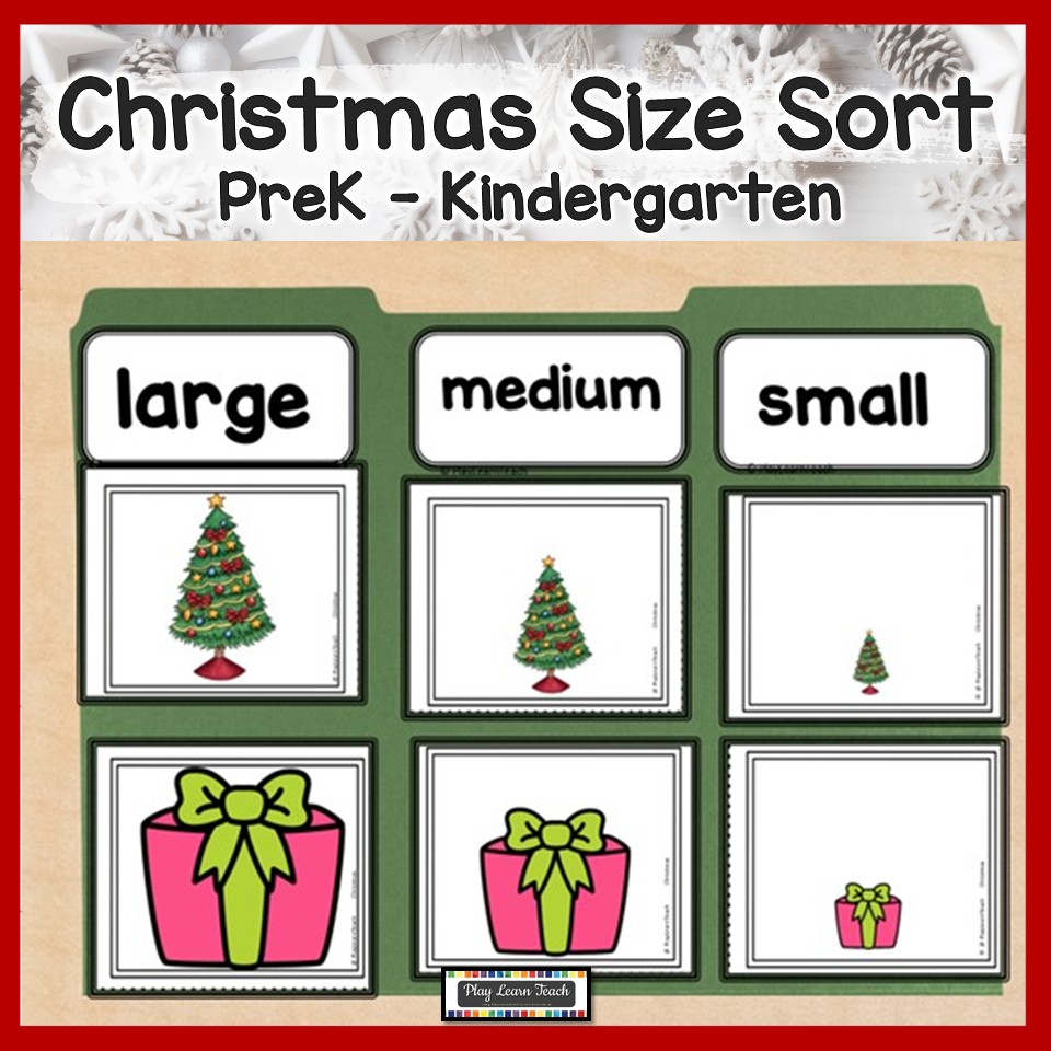 Sort by Size Activities for Christmas | Preschool PreK Kindergarten File Folders