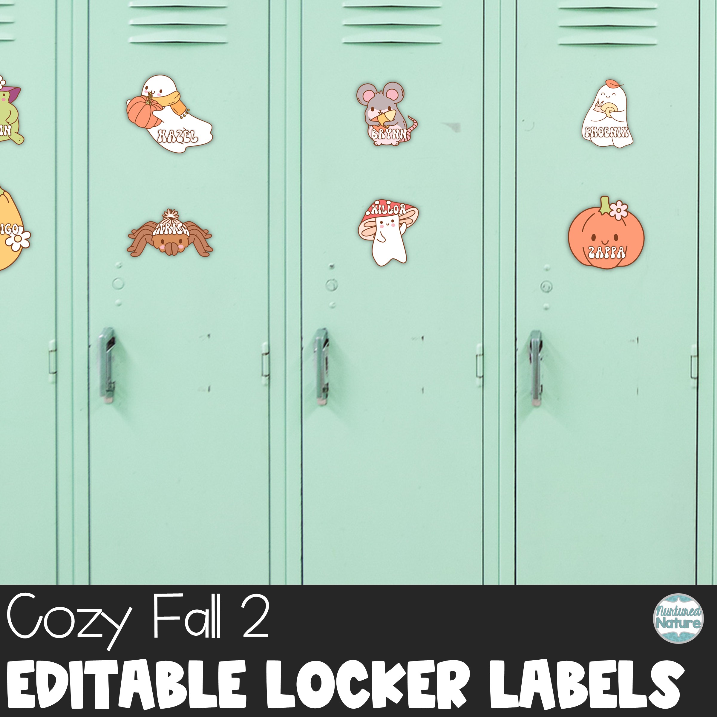 Cozy Fall Name Tags – Retro Cottagecore – Editable Locker Labels or Cubby Tags (Copy)