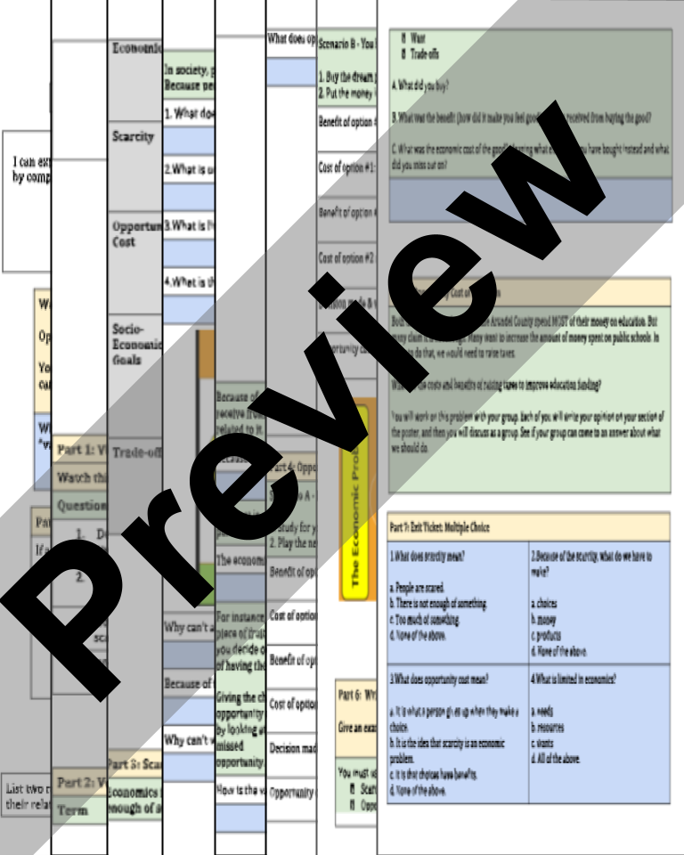 U.S Government - Economic Policy - Google Doc or Printable Worksheet
