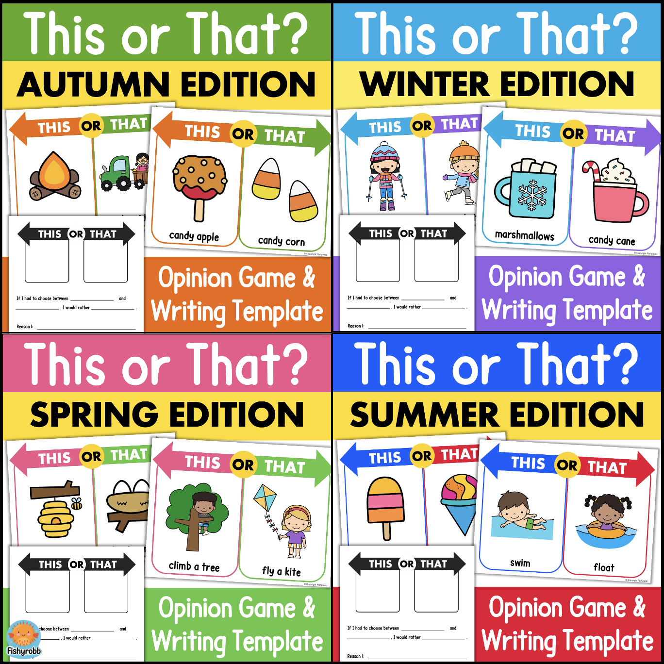 This or That? Bundle Fall Winter Spring Summer Would You Rather Opinion Writing