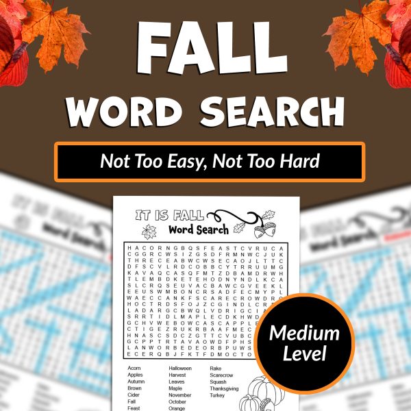 Fall Word Search Puzzle | MEDIUM | Autumn Printable Activity | Made By ...