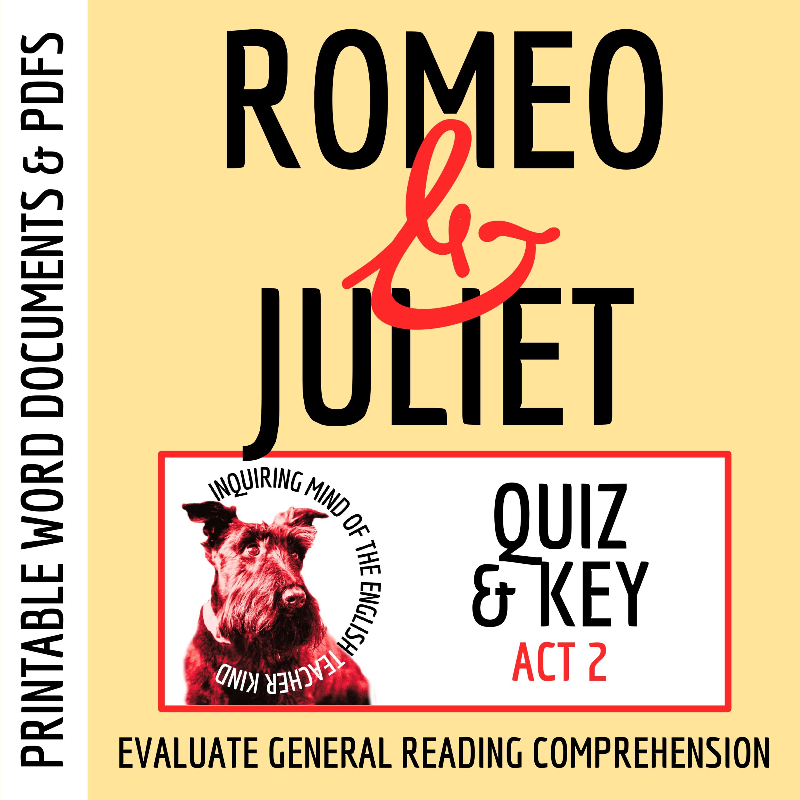 Romeo and Juliet Act 2 Quiz and Answer Key | Shakespeare Assessment | Worksheet
