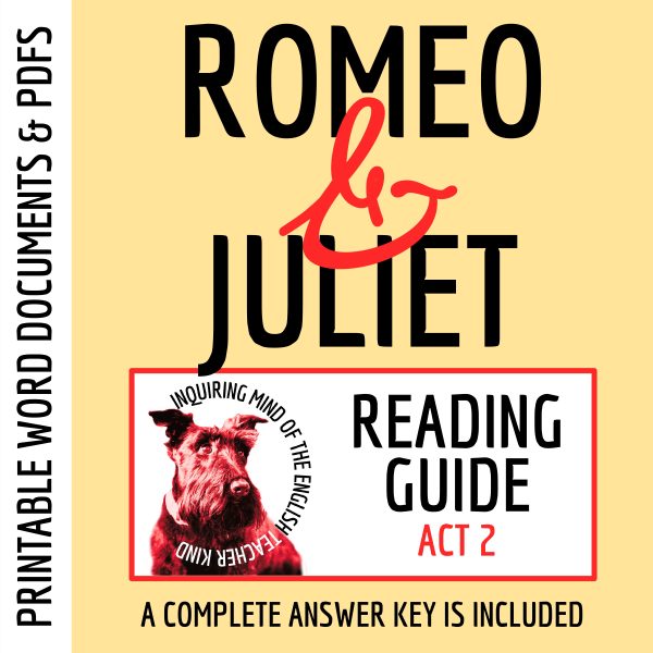 Romeo and Juliet Act 2 Reading Guide and Answer Key for High School ...