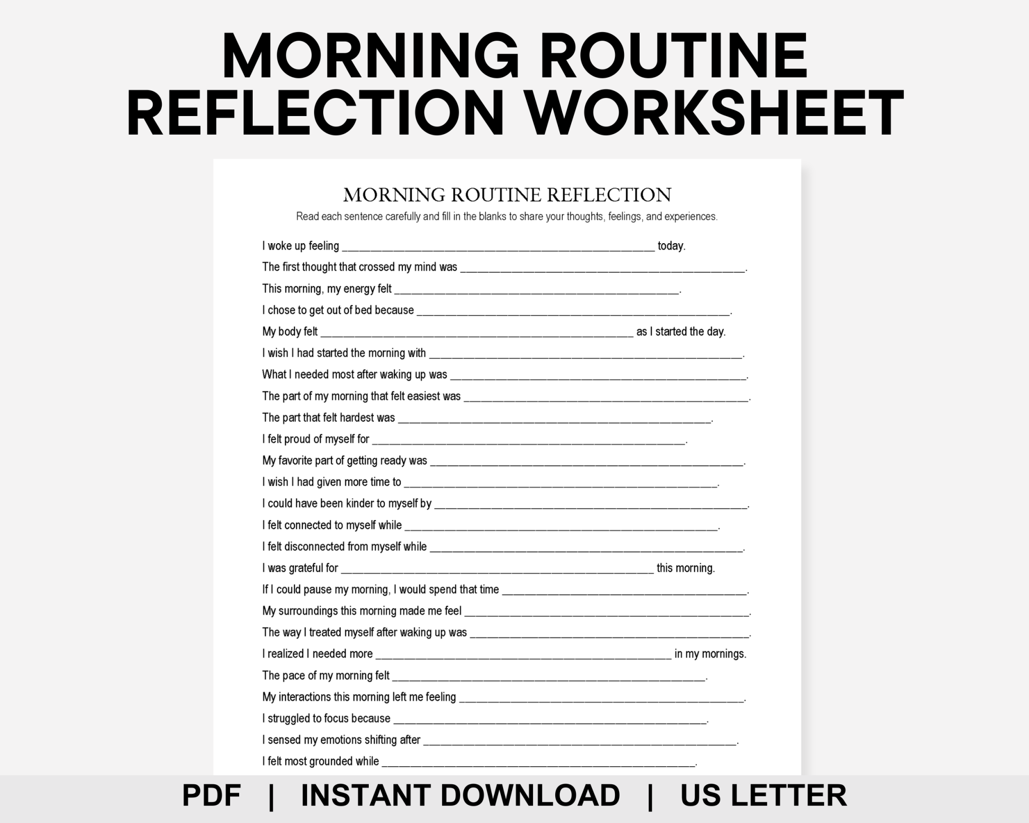 Morning Routine Reflection Worksheet, Morning Habits, Goal Setting ...