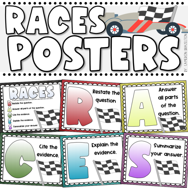 RACES Writing Strategy Posters | Citing Text Evidence for Constructed ...