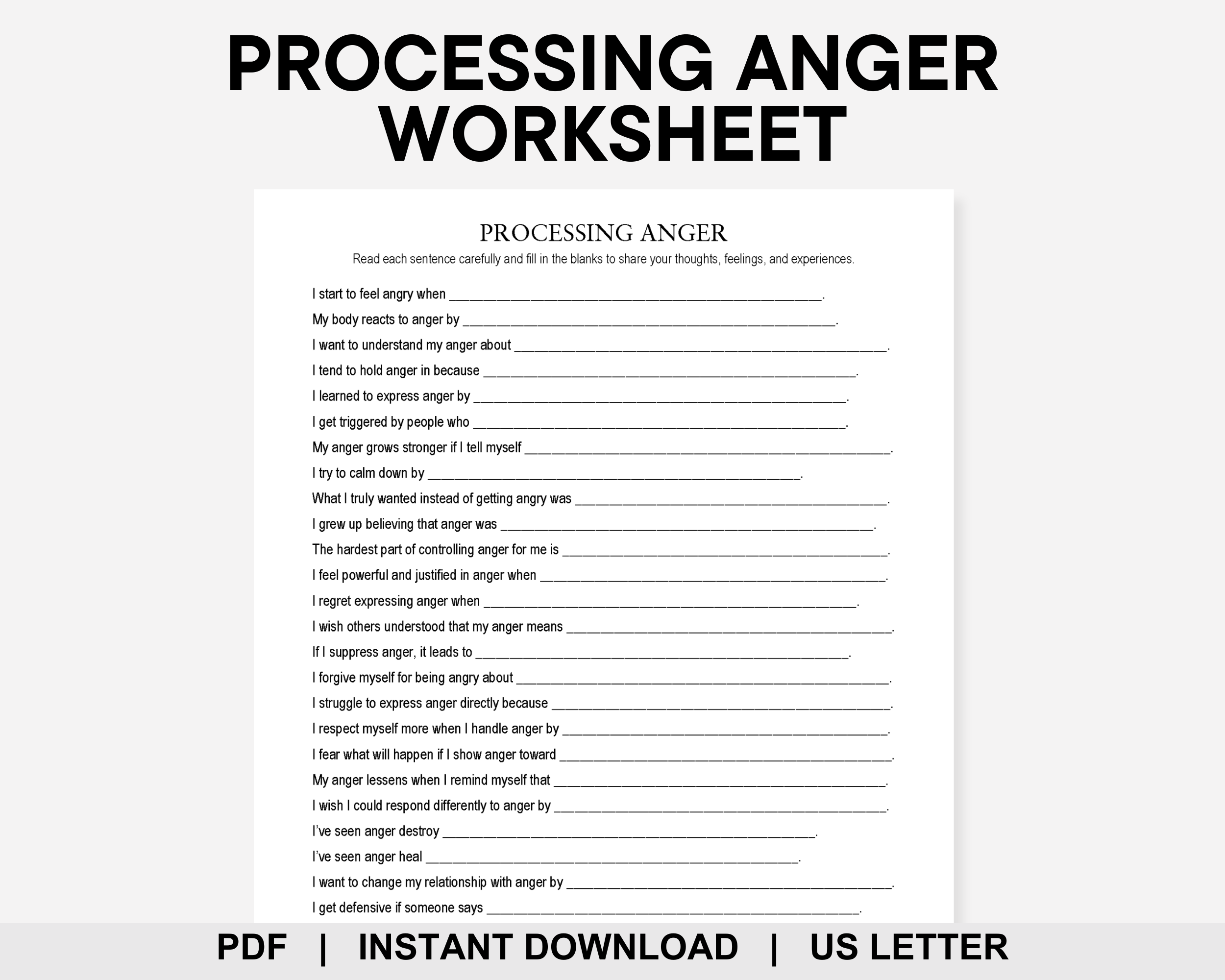 Processing Anger Worksheet, Anger Management, Anger Issues, Emotional Regulation, Coping Skills