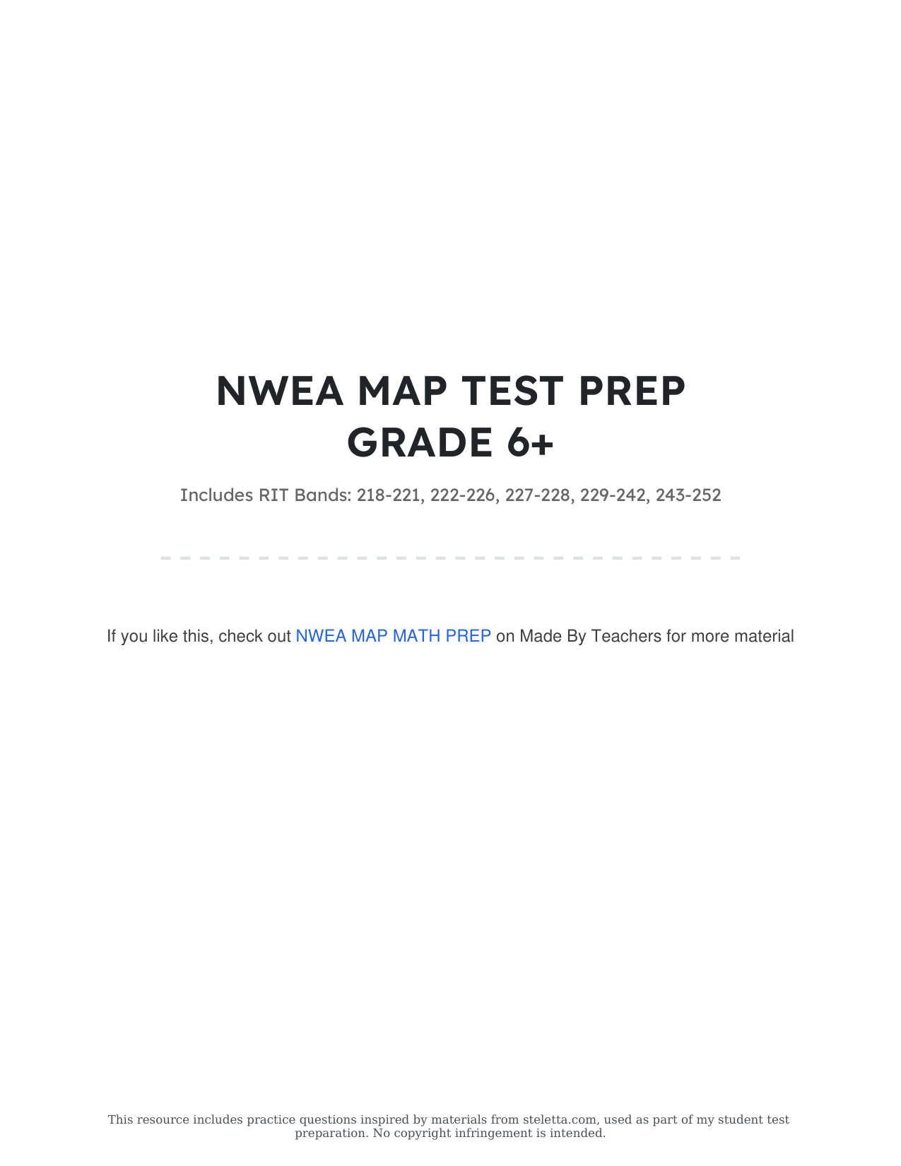 NWEA MAP MATH TEST PREP GRADE 6-8 | RIT: 218-221, 222-226, 227-242, 243-252