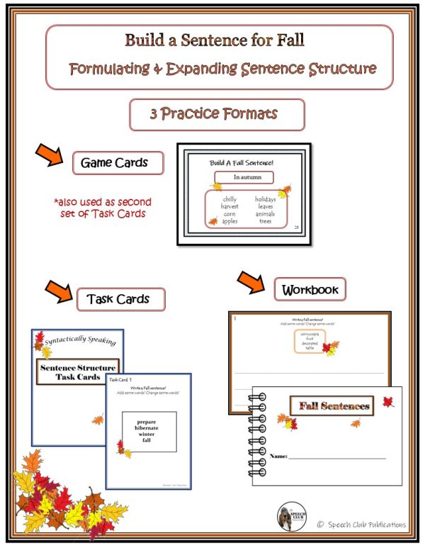 Sentence Formulation - Build Write Expand Fall Sentence Structures ...