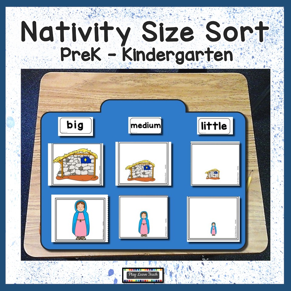 Christmas Nativity Size Sort Folder Activity | Christian Catholic PreK -Kindergarten