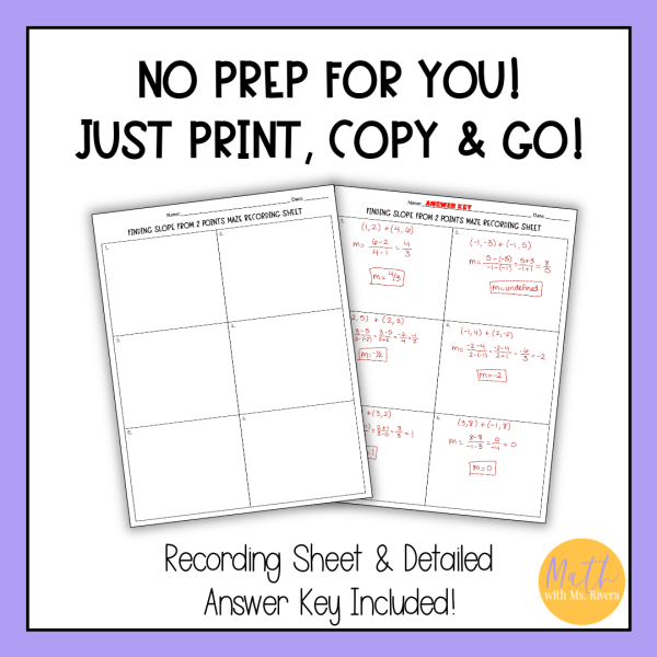 Thanksgiving Finding Slope from 2 Points Maze Worksheet for Algebra 1 ...
