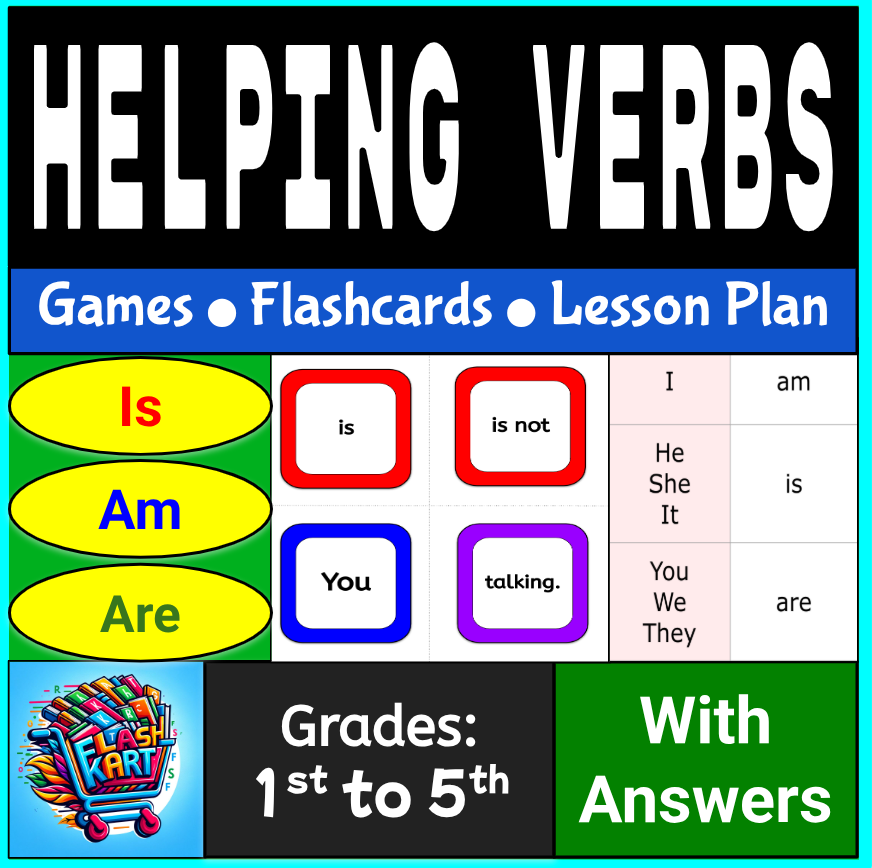 Helping Verbs Worksheets: Use of is, am, & are - Lesson Plan