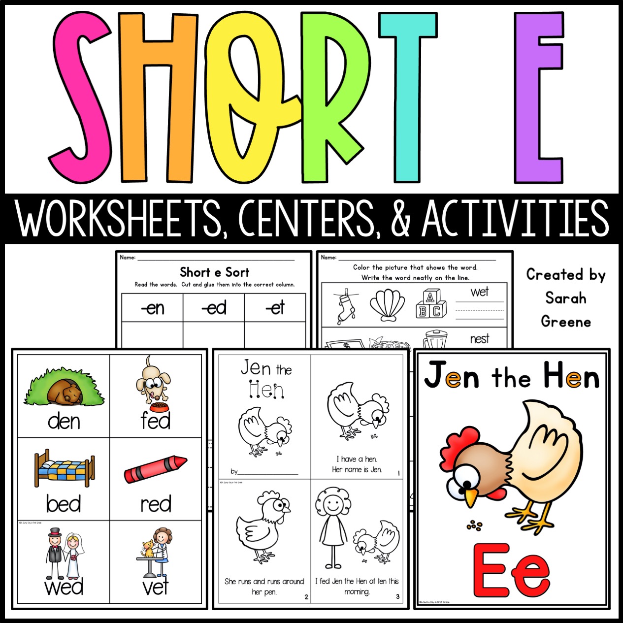 Short Vowel (CVC) Short e Activities & Craft