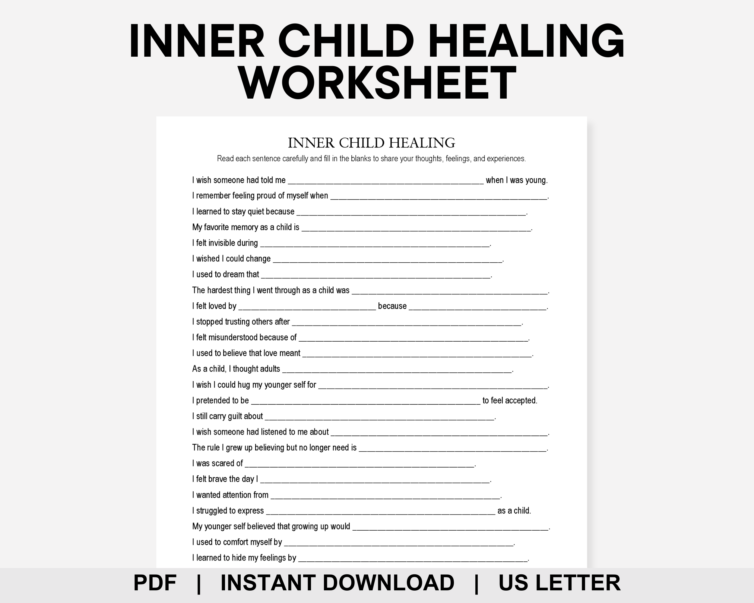 Inner Child Healing Worksheet, Childhood Trauma, Trauma Healing, Shadow Work, Emotional Regulation