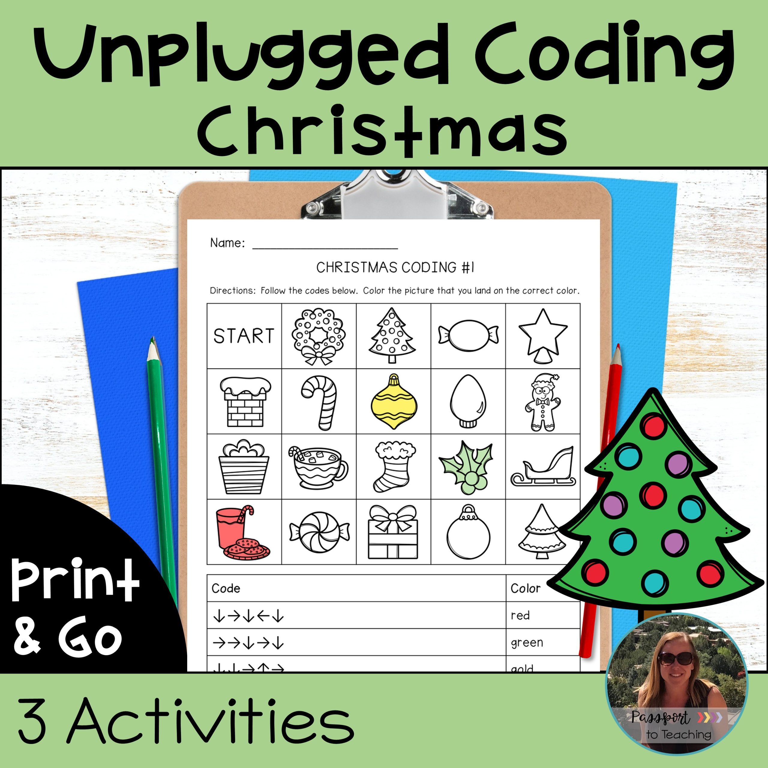 Coding Unplugged - Directional Coding - No Prep - Christmas Theme