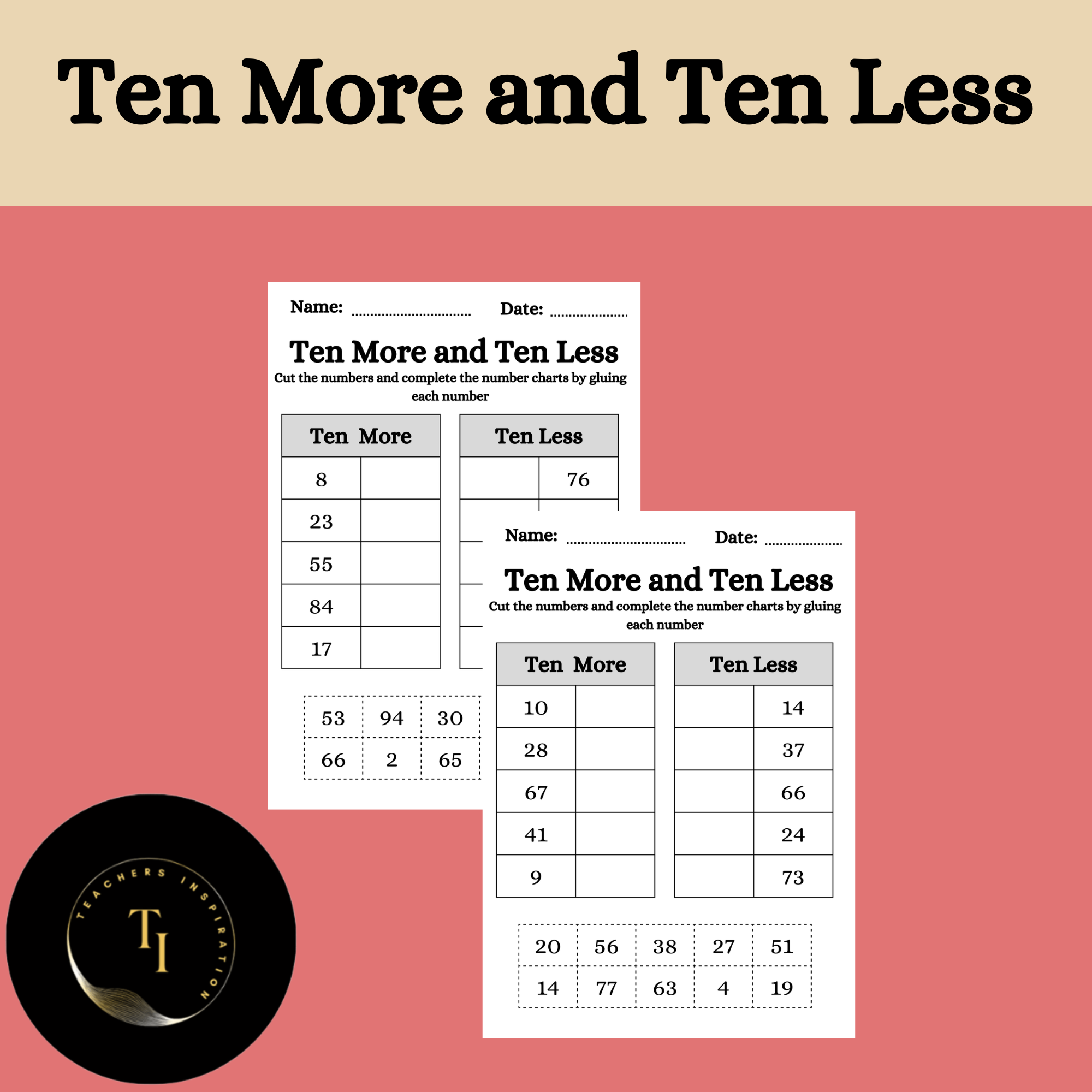 Ten More and Ten Less within 100