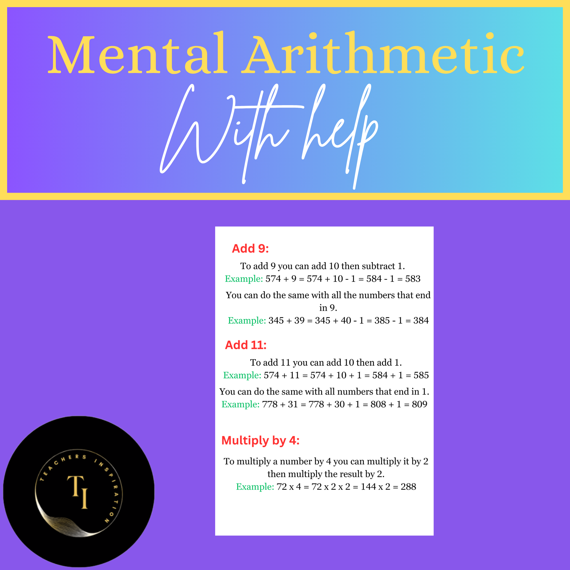 MENTAL ARITHMETIC WITH HELP