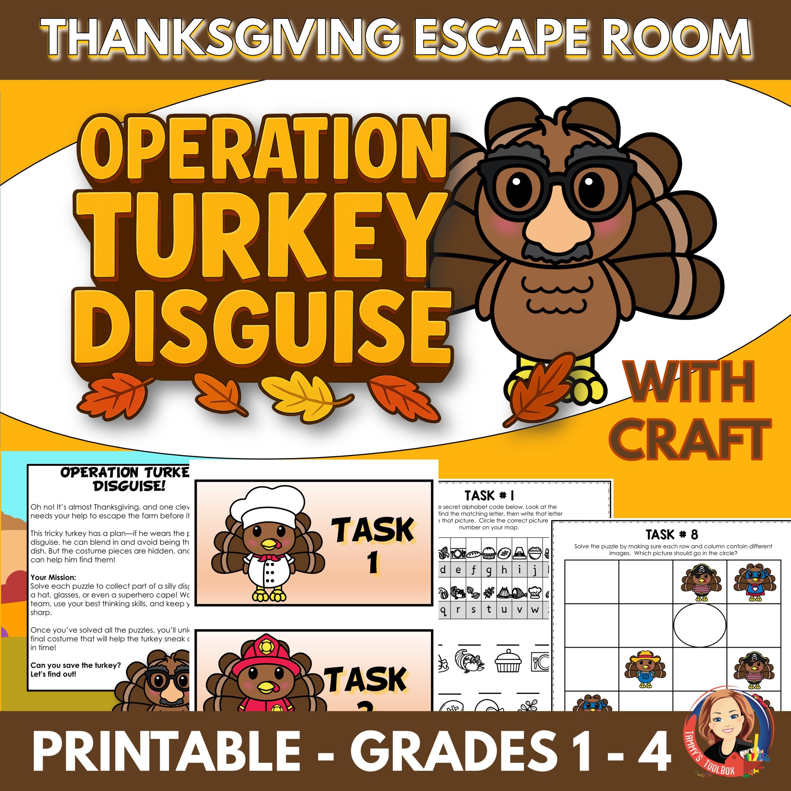 Thanksgiving Escape Room | Trouble Turkey Disguise Craft and Printable Game