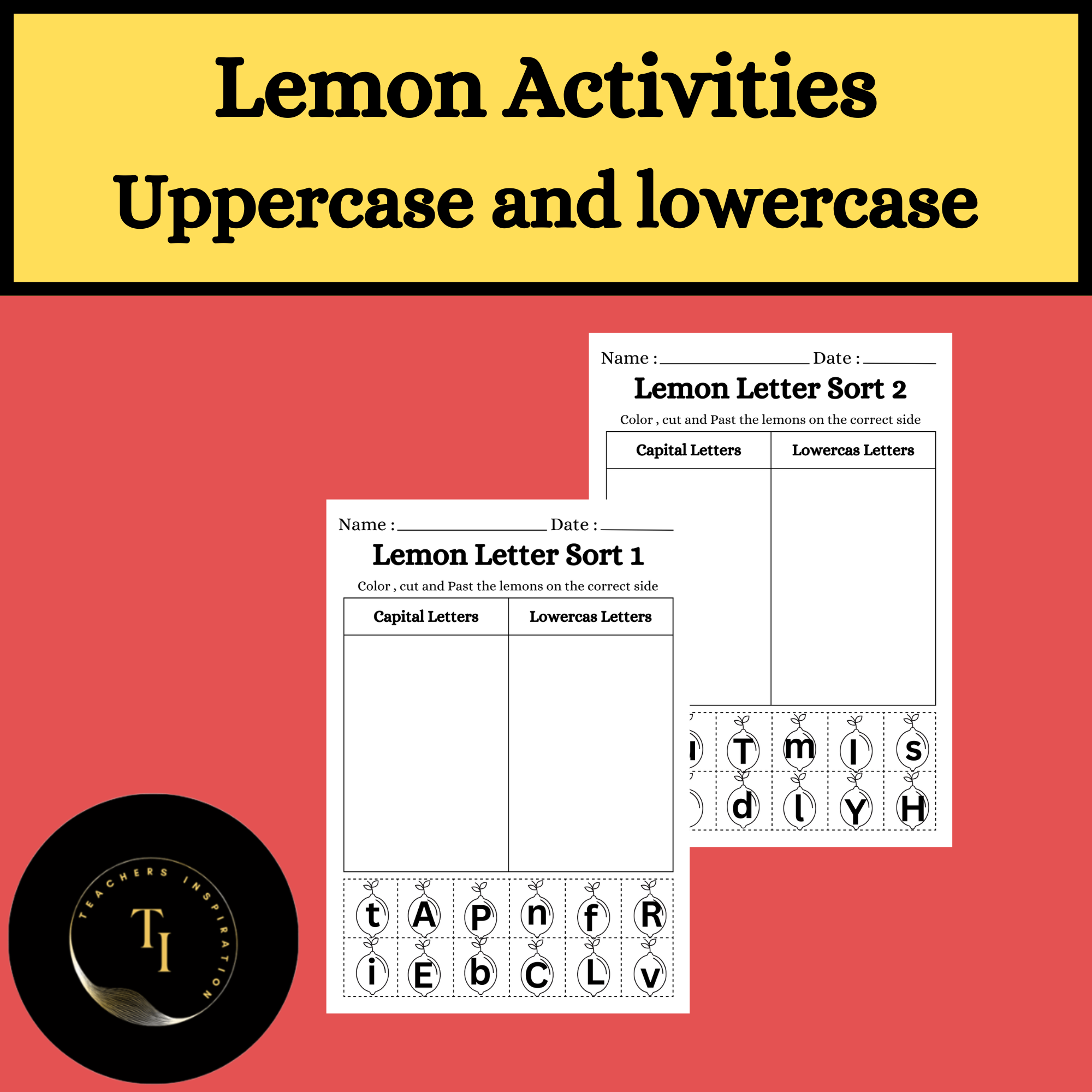 Lemon activities - uppercase and lowercase