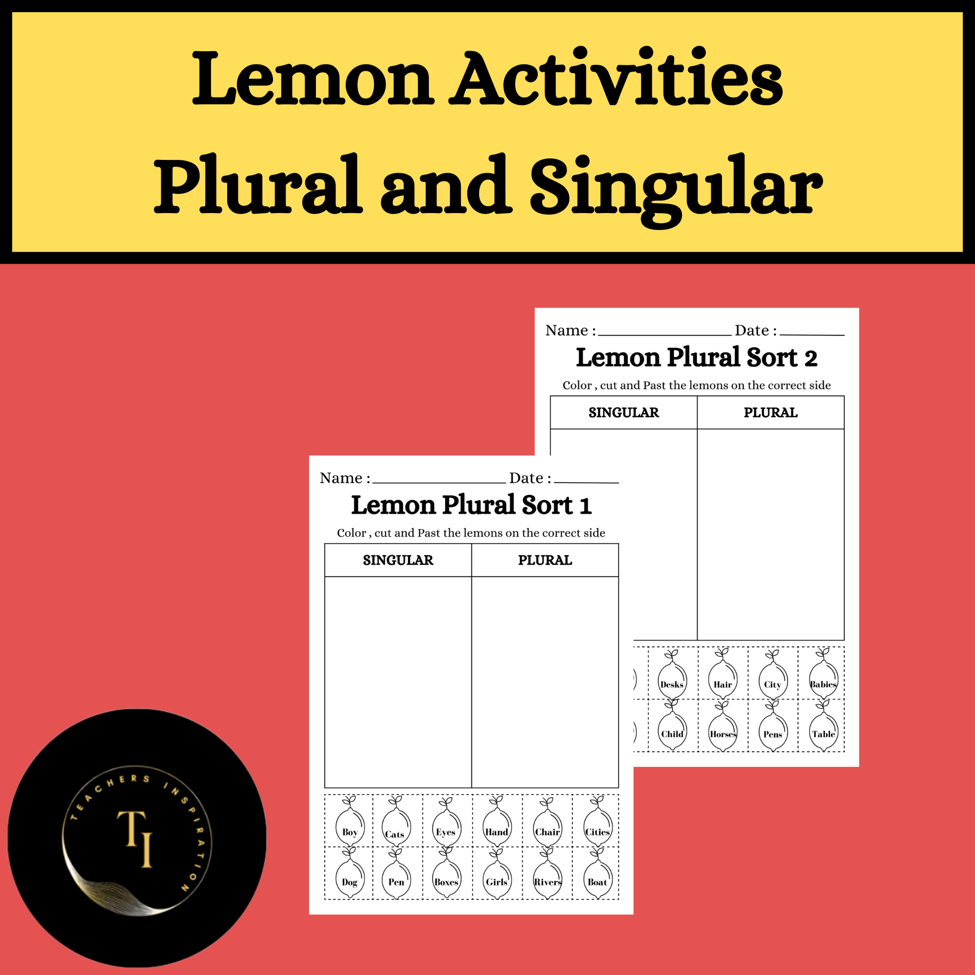 Lemon Activities - Plural and Singular