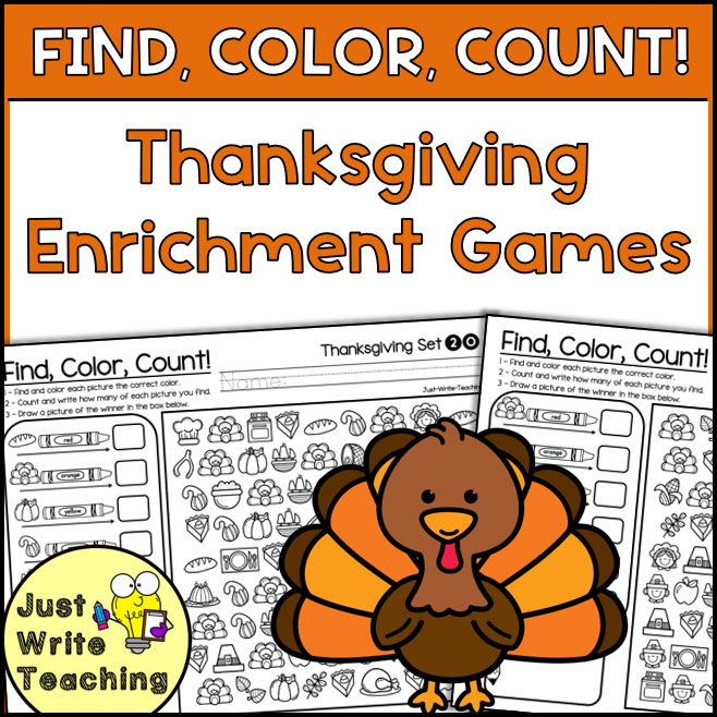 Find, Color, Count! - Thanksgiving Enrichment Games
