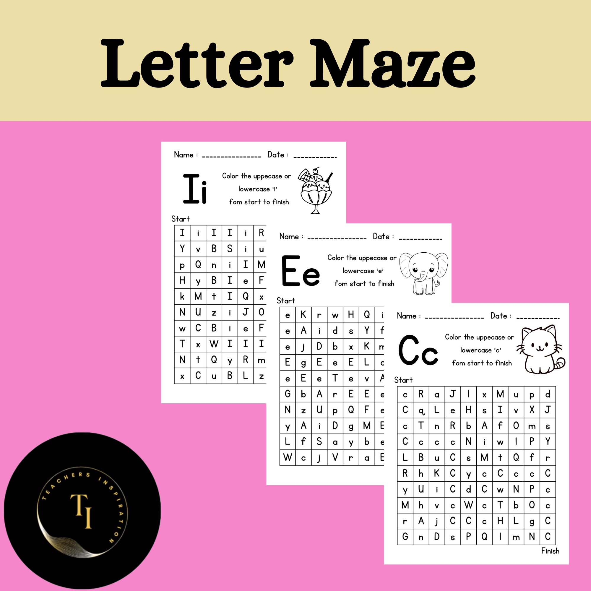 UPPERCASE AND LOWERCASE LETTER MAZE