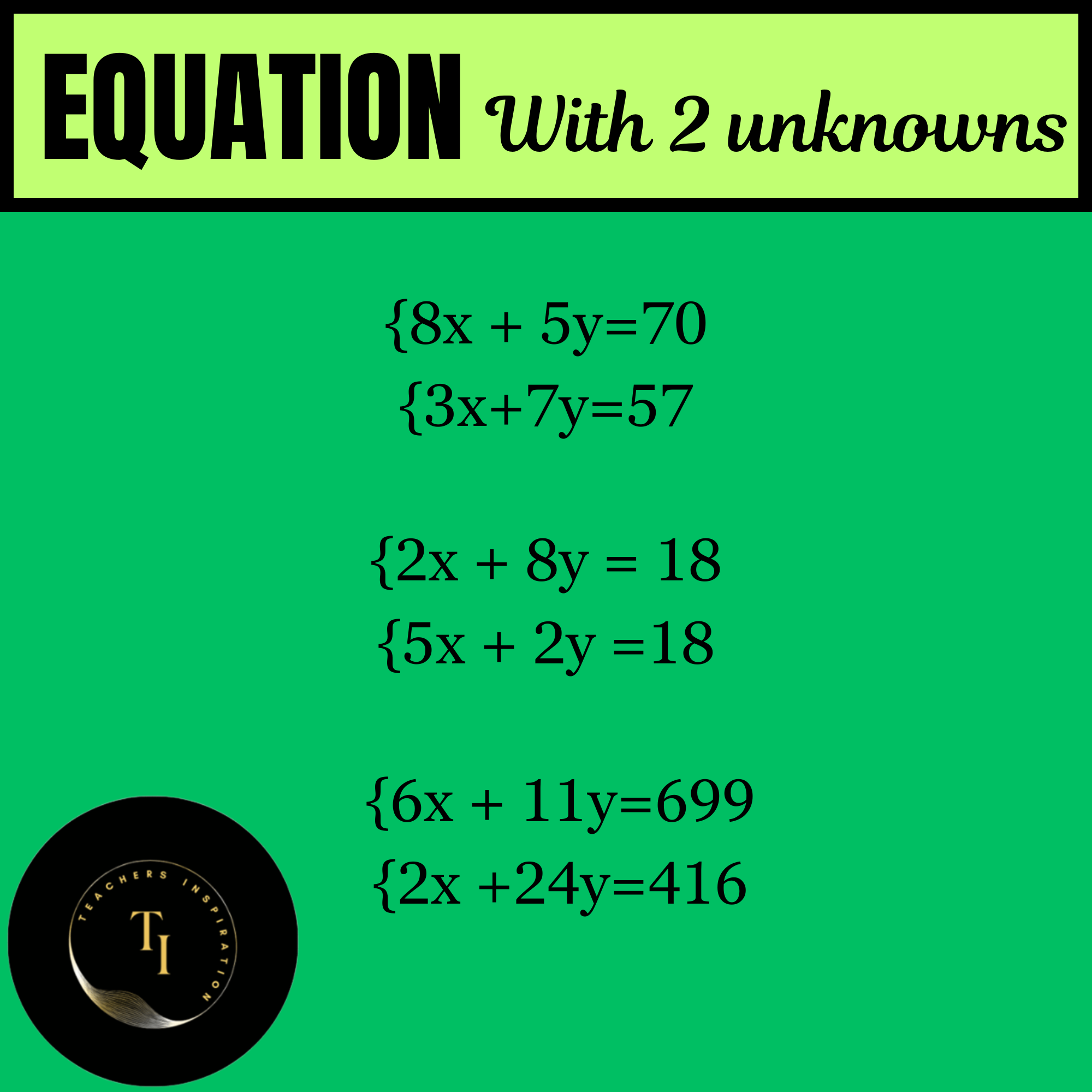 EQUATION WITH 2 UNKNOWNS