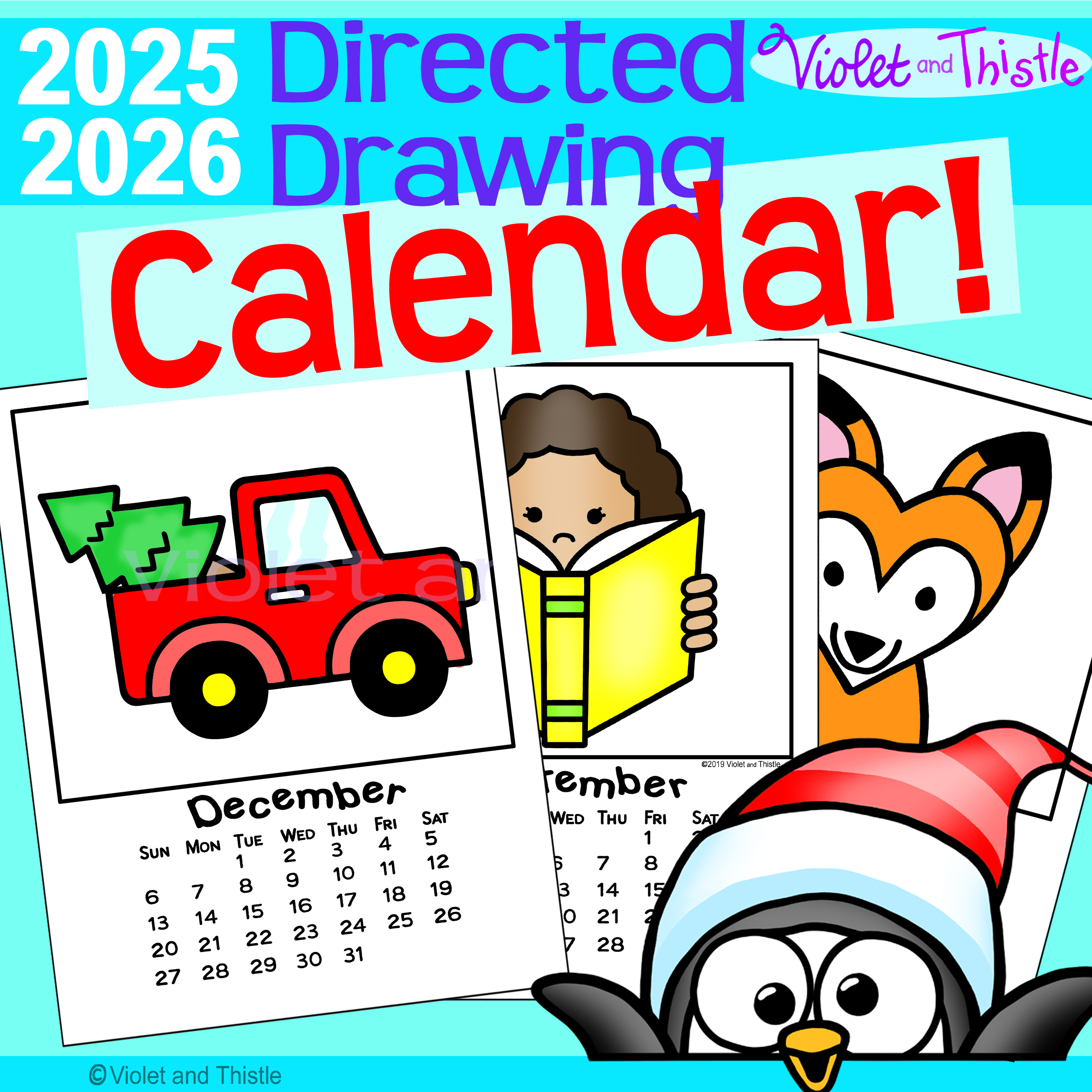 Directed Drawing Calendar 2026 and 2025 Calendar Parent Christmas Gift for Parent Printable Activity