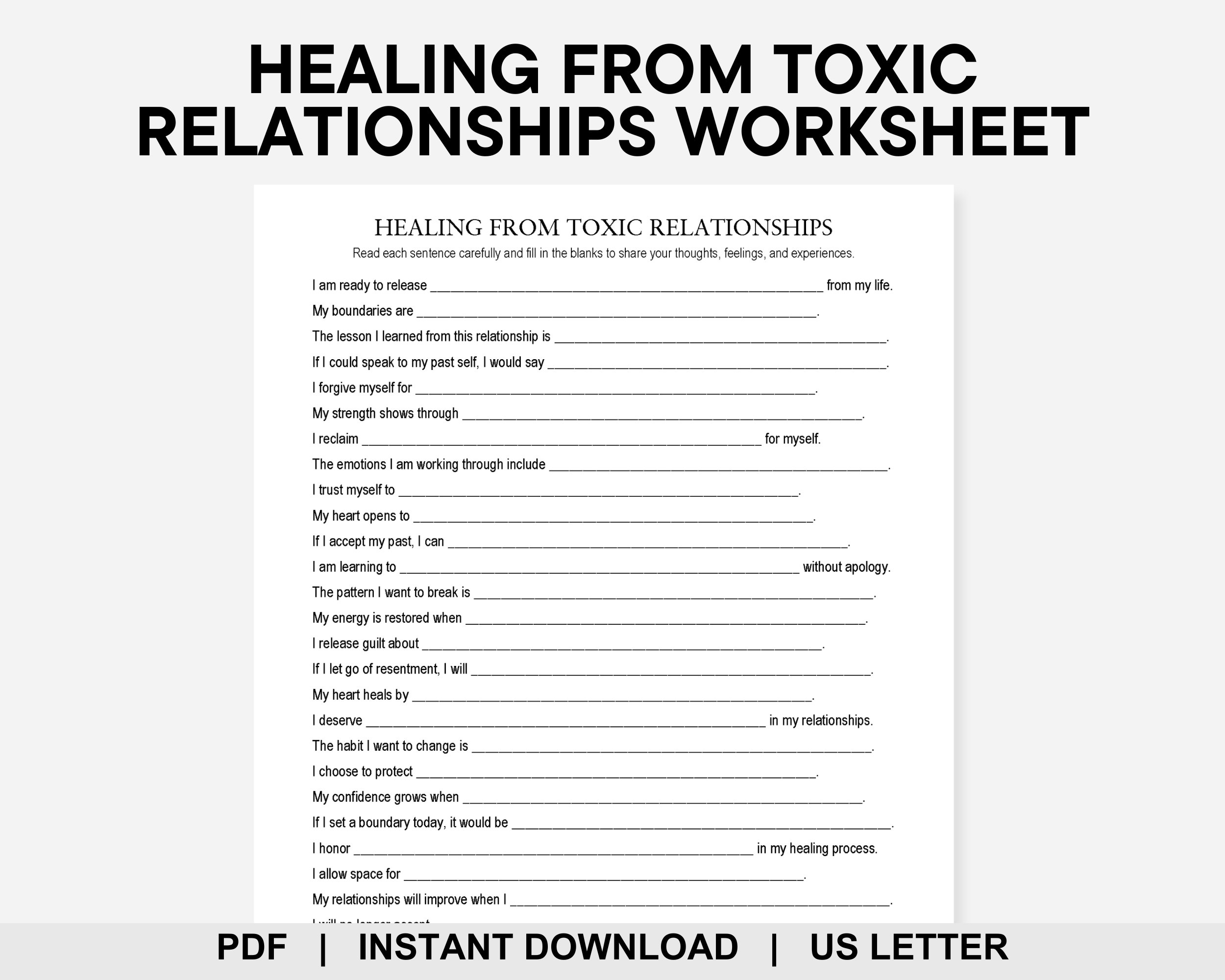 Healing From Toxic Relationships Worksheet, Trauma Bond, Emotional Manipulation, Gaslighting