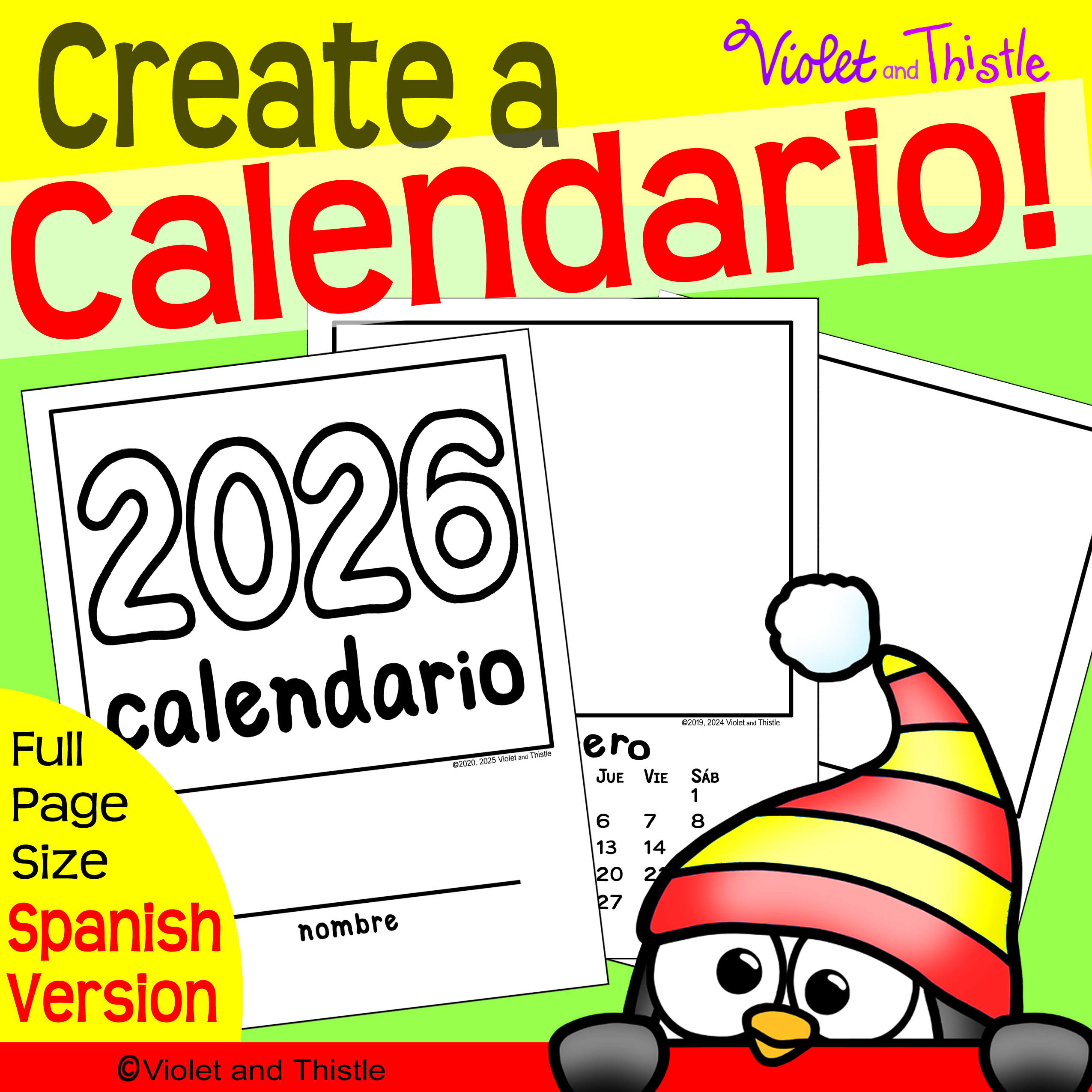 2026 SPANISH LANGUAGE Calendar Calendario Parent Christmas Gift Student for Parent Monthly SpC3