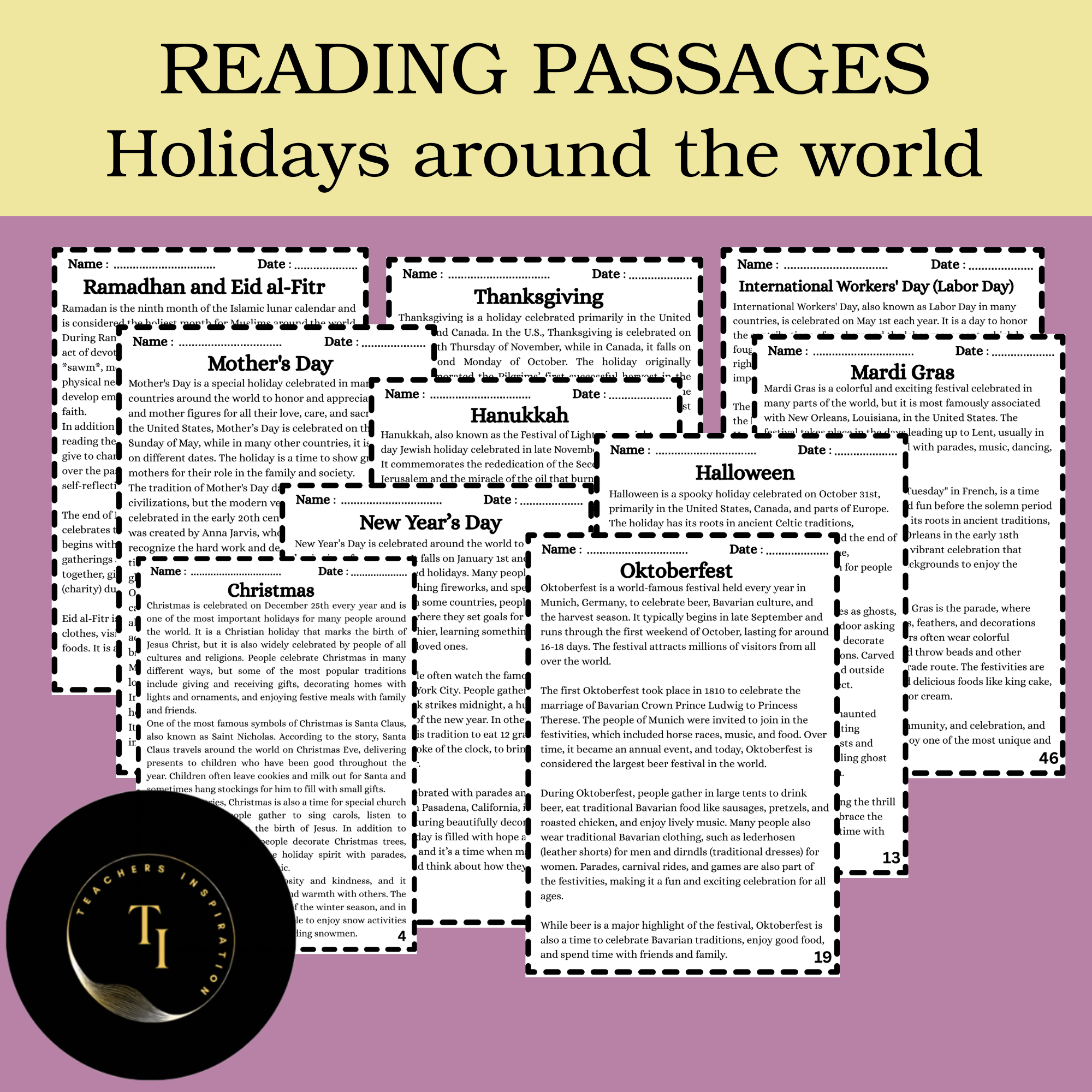 Reading passages Holidays around the world