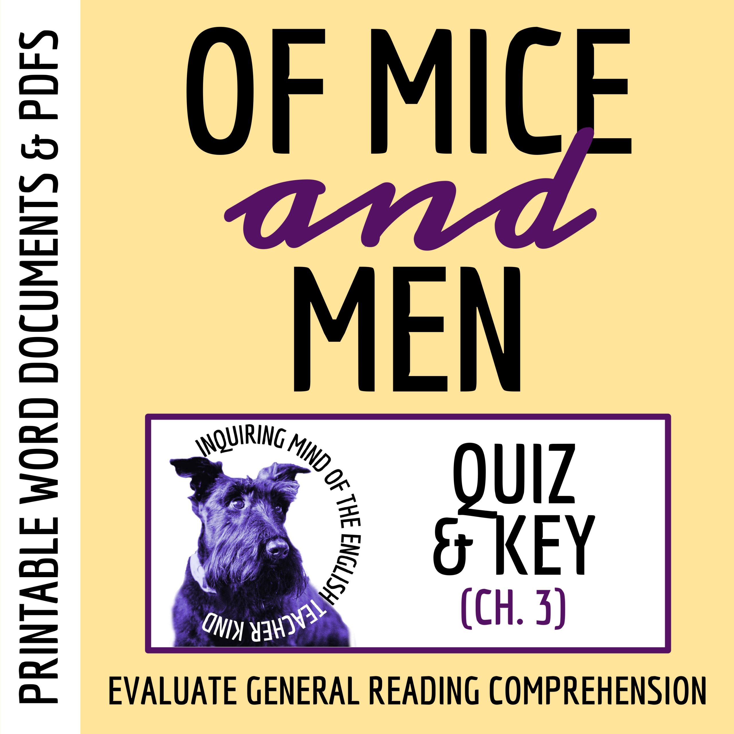 Of Mice and Men Chapter 3 Quiz and Answer Key | Reading Comprehension Worksheet