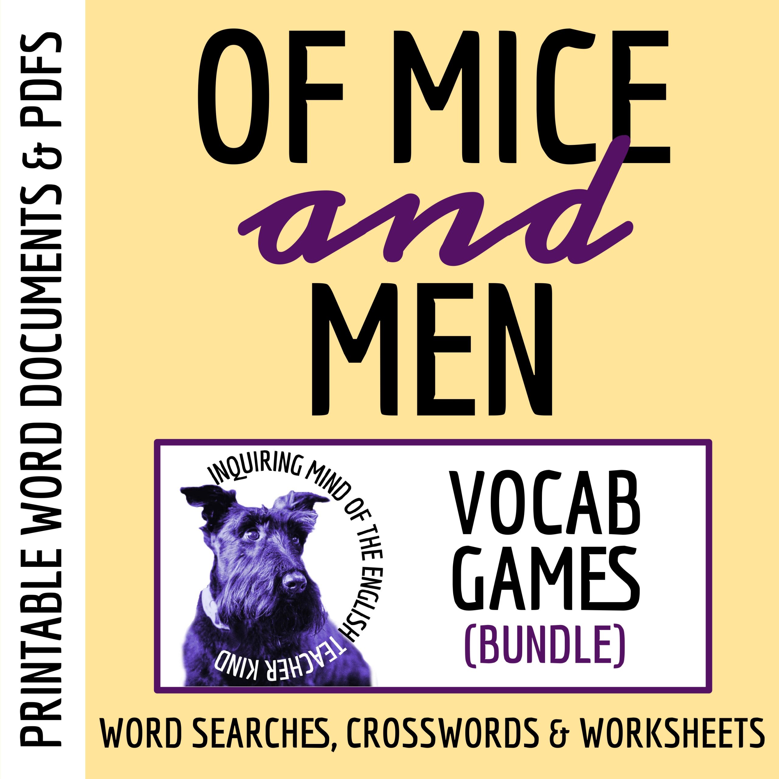 Of Mice and Men Vocabulary Activities | Crossword Puzzles | Word Search Games