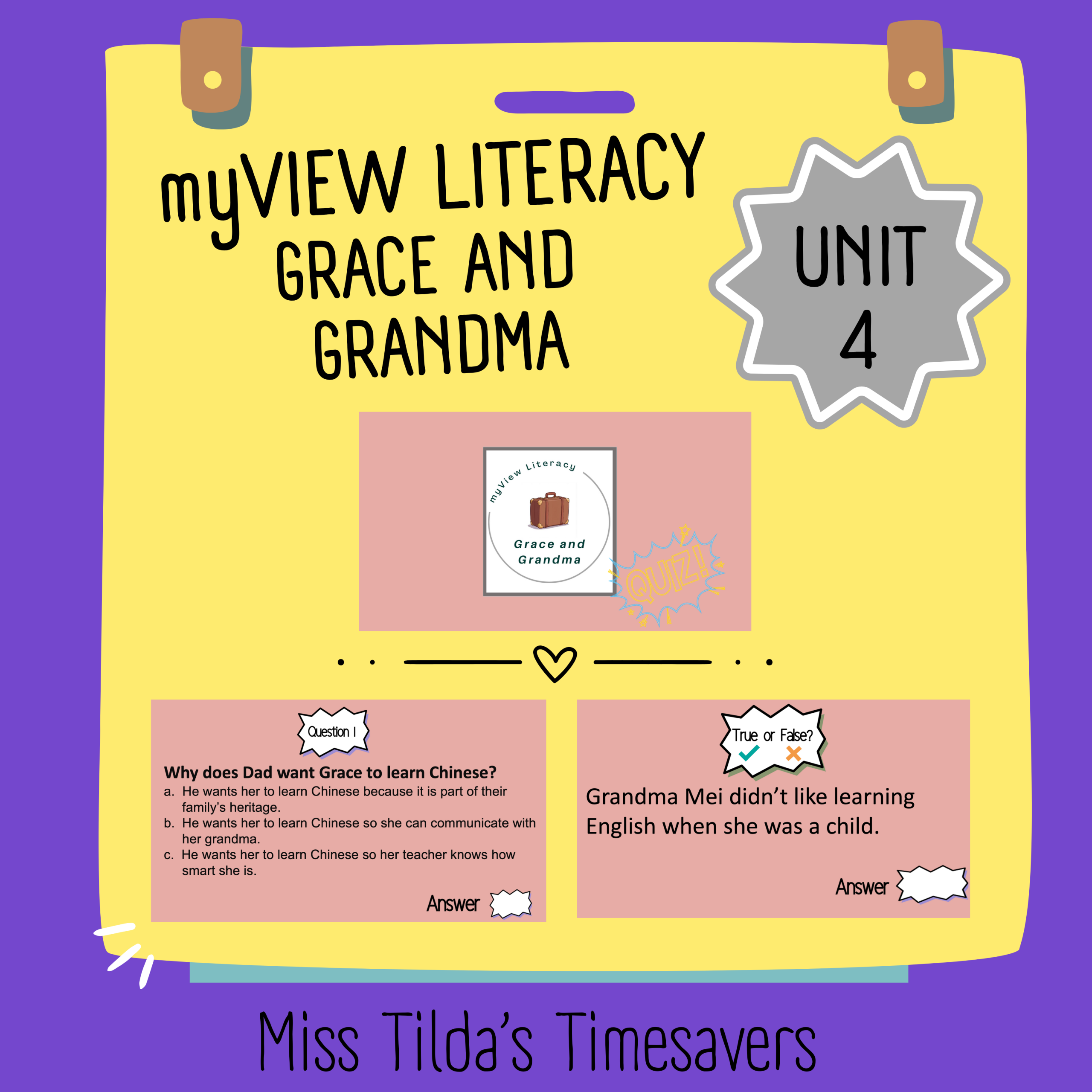 Grace and Grandma Quiz - Grade 3 myView Literacy