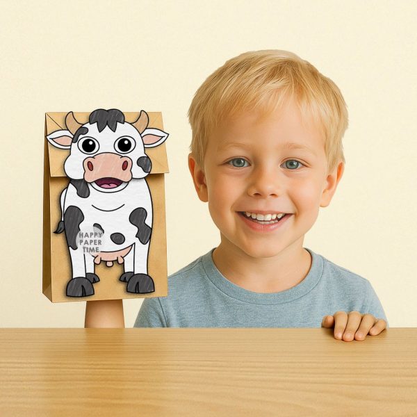 Cow Puppet Paper Bag Craft Activity Coloring Farm Animal - Made By Teachers