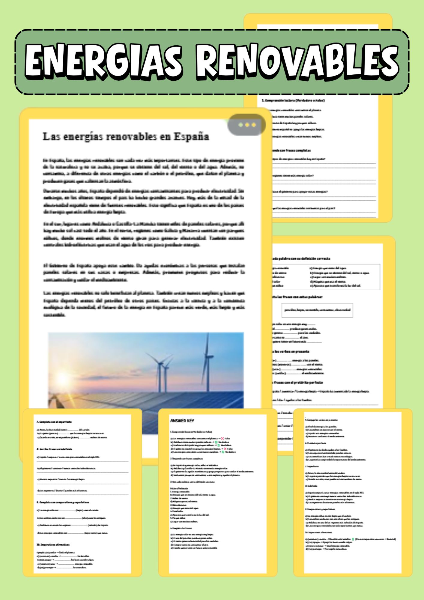 Reading renewable energies-pretérito perfecto, indefinido and more ELE