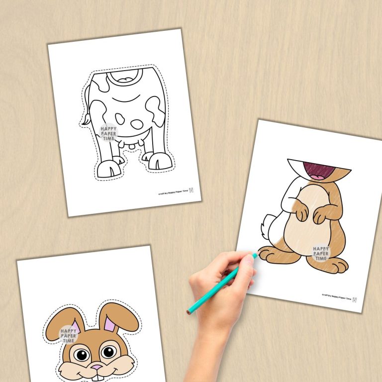 Farm Animals paper bag puppet craft Printable Coloring Activity | Made ...