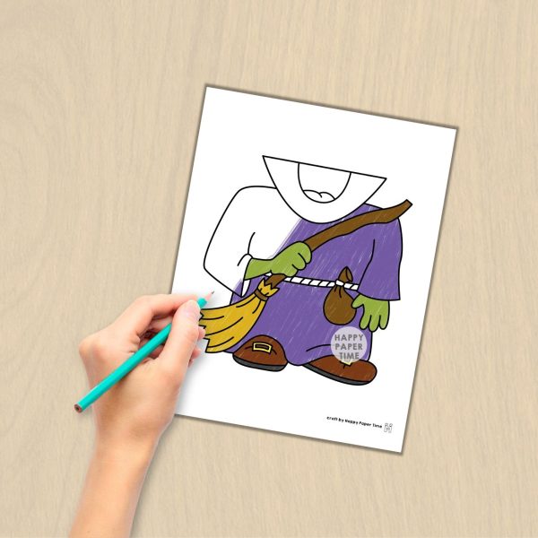 Witch Puppet Paper Bag Craft Activity Coloring Halloween | Made By Teachers