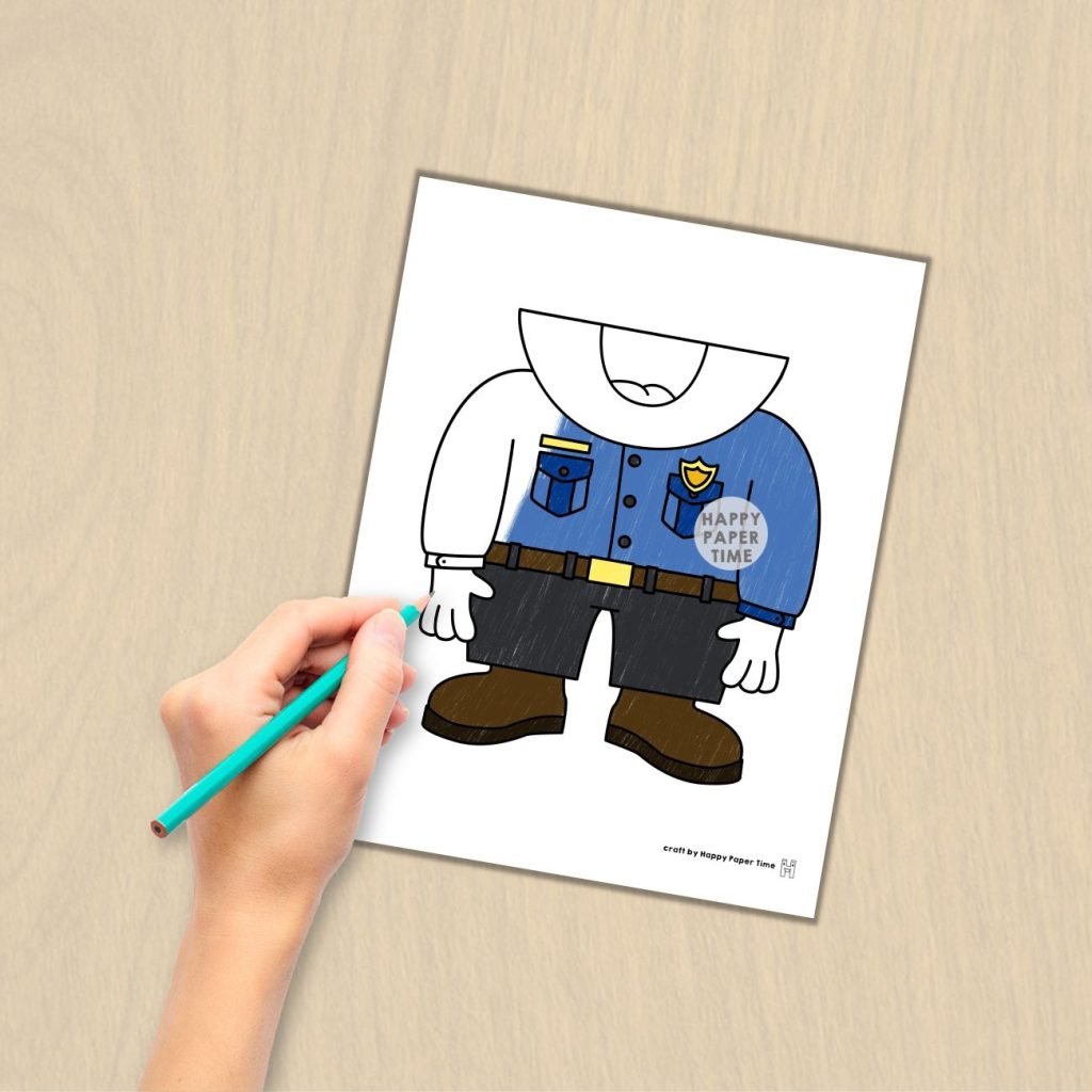 Police Officer Puppet Paper Bag Craft Activity Coloring Community ...