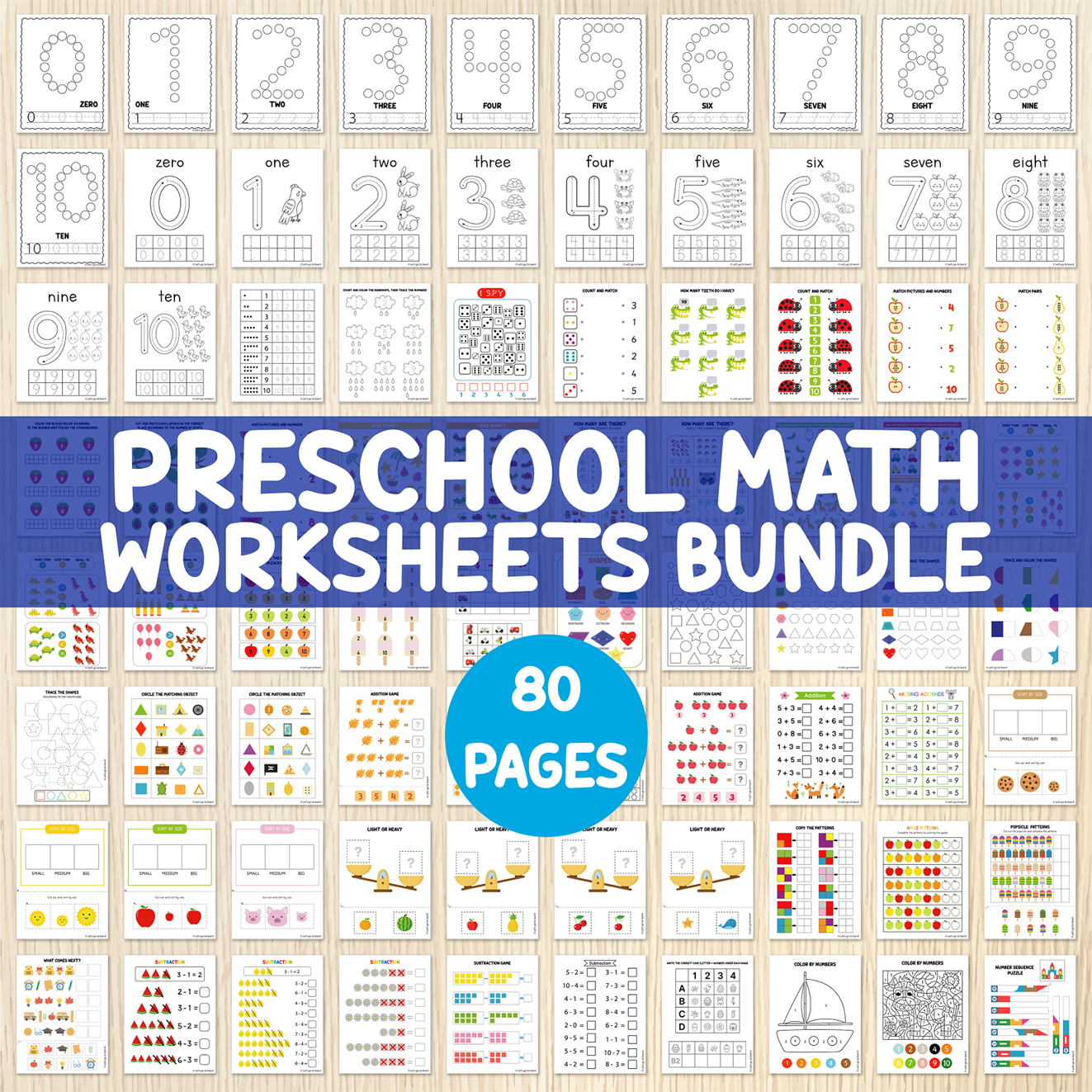 Preschool Math Worksheets Bundle - Pre-K Learning Pack - Educational ...