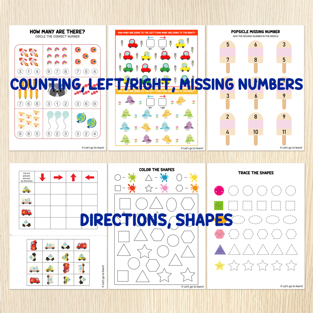 Preschool Math Worksheets Bundle - Pre-K Learning Pack - Educational ...