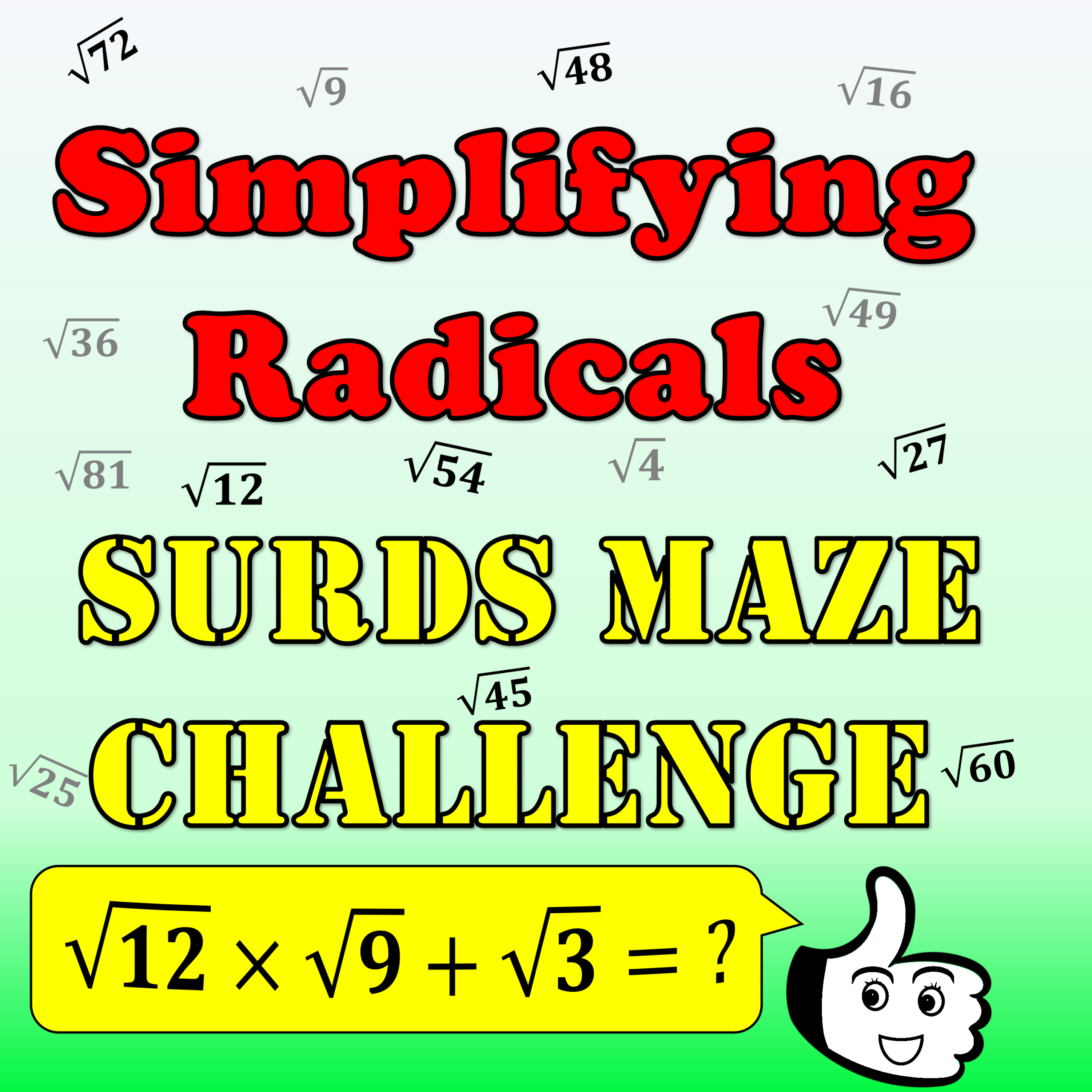 Surds Maze Challenge Worksheet Simplifying Surds Practice (Grade 10–12 Algebra)