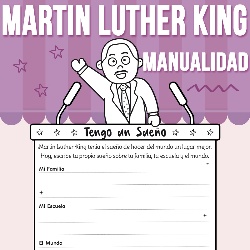 Martin Luther King Jr. Manualidad y Actividades de Escritura in Spanish