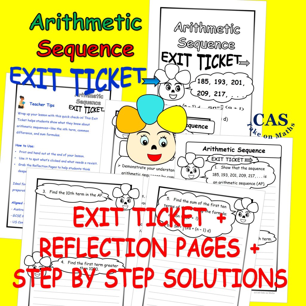 Arithmetic Sequence Exit Ticket & Reflection Pages Algebra Formative ...