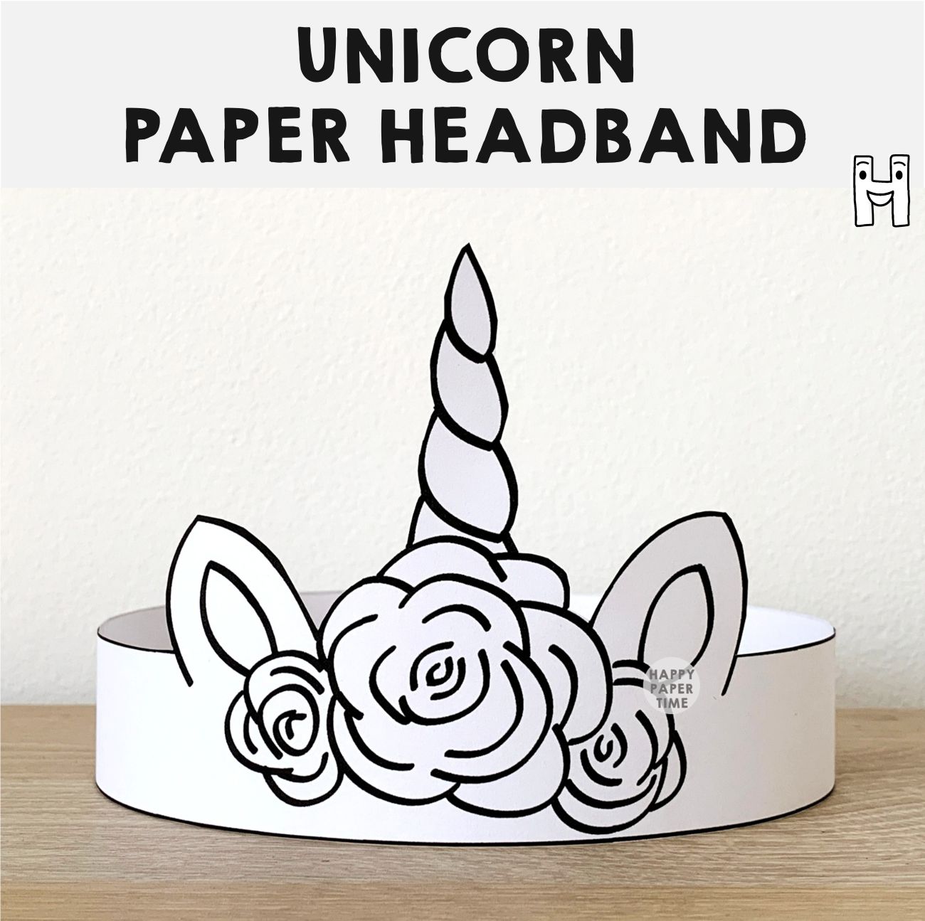 Unicorn Paper Headband Crown Template Craft Printable Coloring Activity Flowers